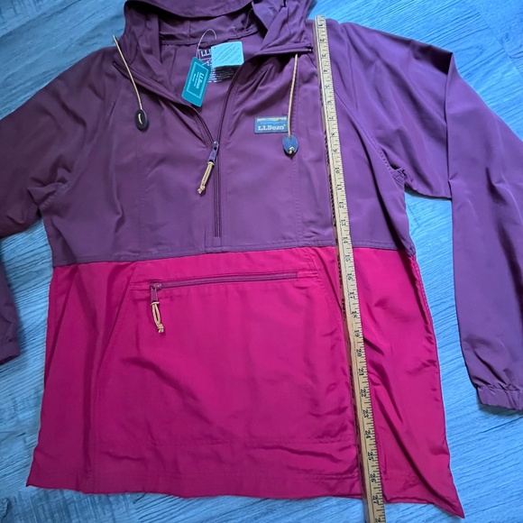 NWT LL BEAN Mountain Classic Anorak Jacket womens large burgundy/nautical red - Picture 7 of 7